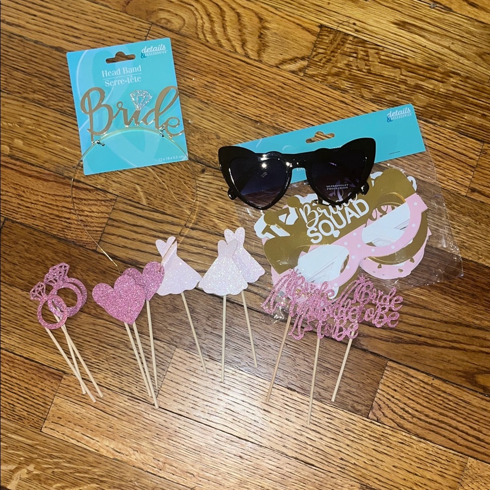 Bride Squad Party Props Set - Pink and Gold